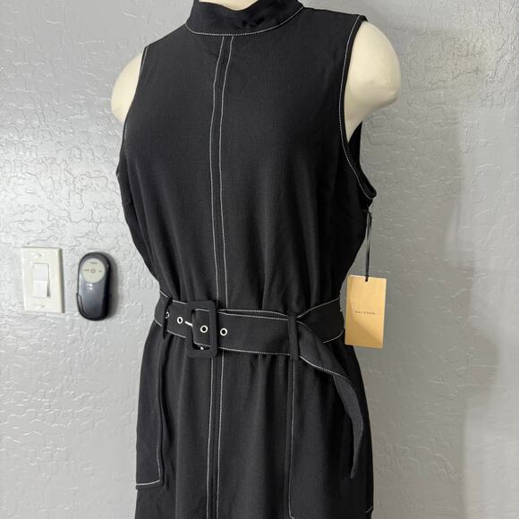 Halogen Topstitched Mock Neck Midi Dress, Black, S - Picture 3 of 9